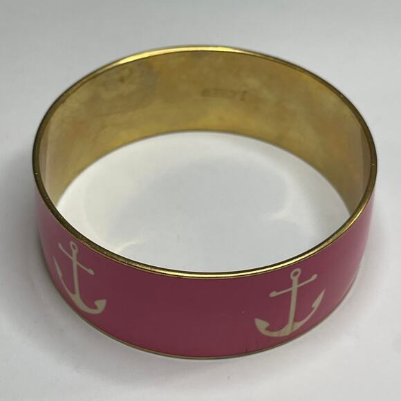 J. Crew bracelet costume signed jewelry pink bangle style anchor nautical preppy - Picture 5 of 12